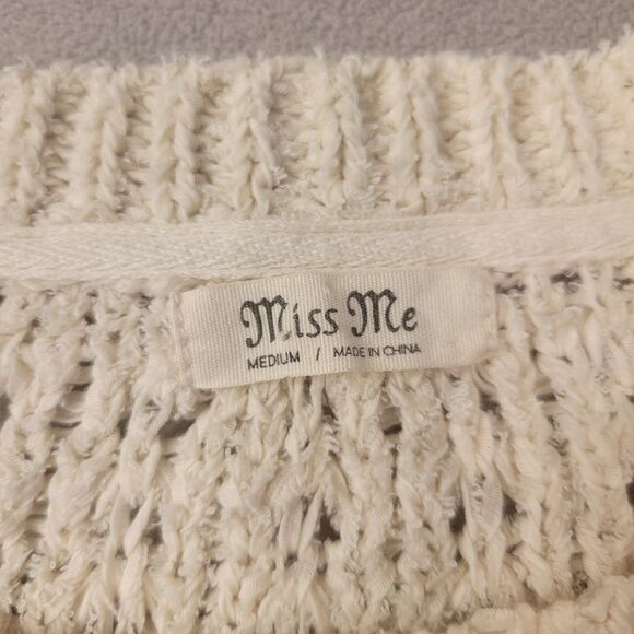 Miss Me Knit Cream Sweater Size Medium - Picture 2 of 6